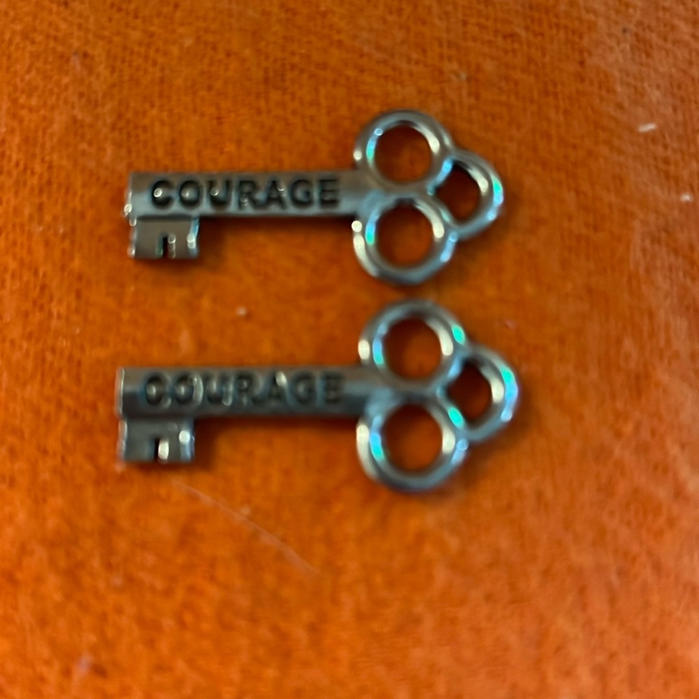 Pewter encouragement keys. Set of two. Many available. COURAGE.